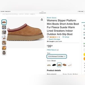 Womens Slipper Platform Mini Boots Short Ankle Boot Fur Fleece Suede Slippers